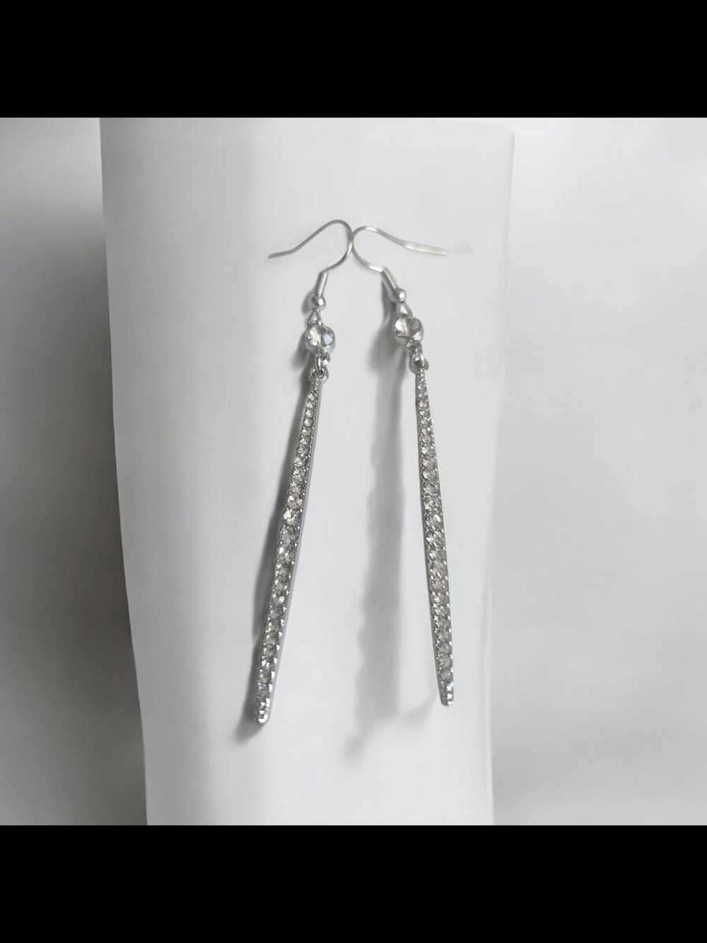 Silver Crystal Linear Drop Earrings - Elegant Women Jewelry